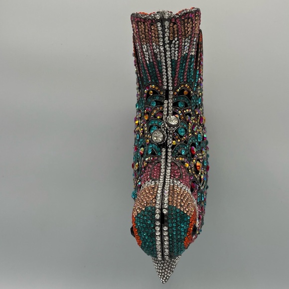 Natasha Couture Women's Blue Embellished Crystal Bird Handbag Clutch Bag - Picture 10 of 10